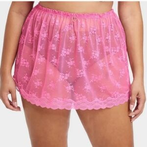 Pink Lace Intimate Skirt With Gold Heart Emblem